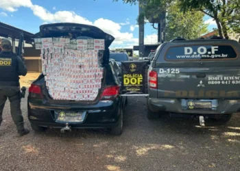 Onix com 400 pacotes de cigarros contrabandeados é apreendido na MS-164