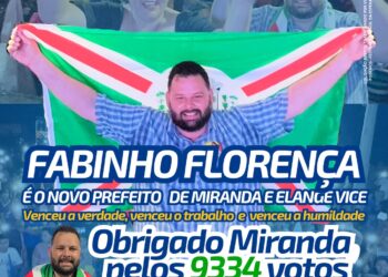 Eleições 2024: Fabinho Florença, do PSDB, é eleito prefeito de Miranda