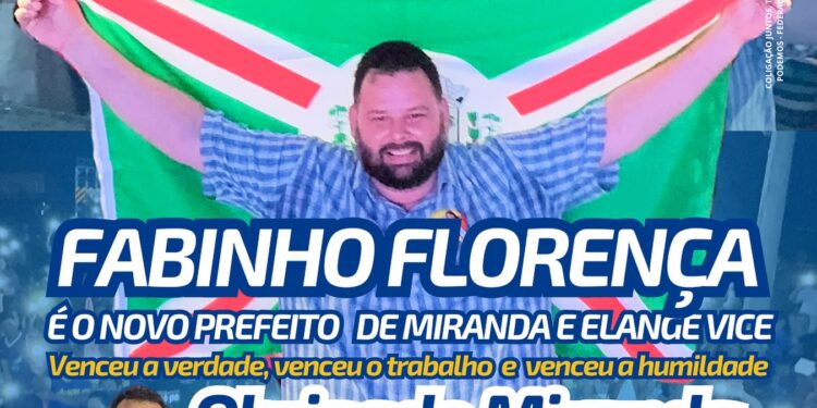 Eleições 2024: Fabinho Florença, do PSDB, é eleito prefeito de Miranda