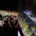 Caminhão cai em ribanceira e carro fica destruído em batida na BR-262