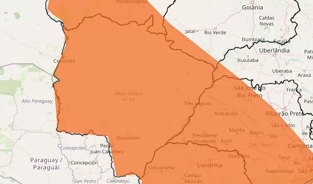 Com mínima de 12°C, Inmet emite aviso de declínio de temperatura em todo o MS