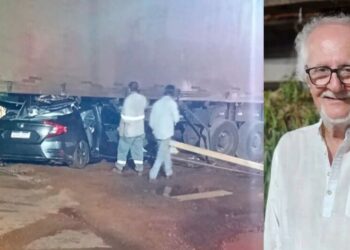 Dentista fica em estado grave após carro parar embaixo de carreta na BR-262