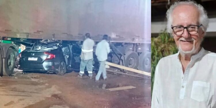 Dentista fica em estado grave após carro parar embaixo de carreta na BR-262