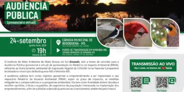 Edital de Convocação para Audiência Pública de apresentação do RIMA da Fazenda Campanário localizada em Bodoquena-MS e Miranda-MS
