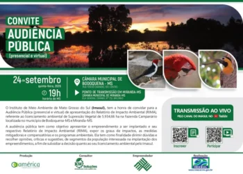 Edital de Convocação para Audiência Pública de apresentação do RIMA da Fazenda Campanário localizada em Bodoquena-MS e Miranda-MS